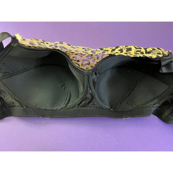 40DDD Comfrort Choice Bra Bralette Leopard Mesh Wireless Soft Cup Lined Wirefree - Picture 5 of 7